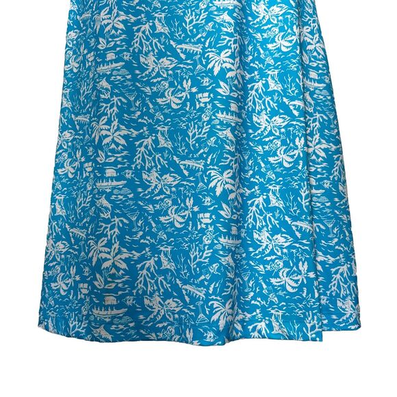 Palm Print Tank Dress Large Blue Sleeveless Vacay Size L PFG Columbia Sportwear - Picture 6 of 13